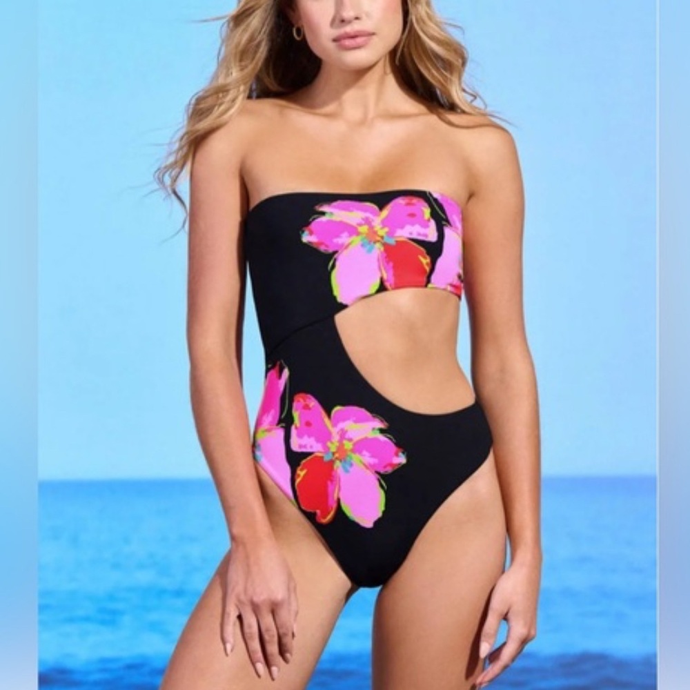 MAAJI Reversible One Piece Cut Out Floral Swimsuit M NWT
